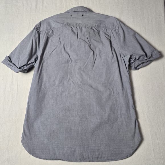 John Varvatos Converse Gray Checked S/S Cotton‎ Button Front Large - Picture 11 of 16